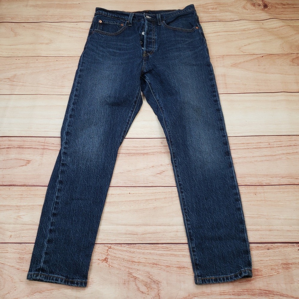 Levis Premium 501 S Jeans Women 29x27 Skinny Dark Wash Big E Button Fly‎ Denim